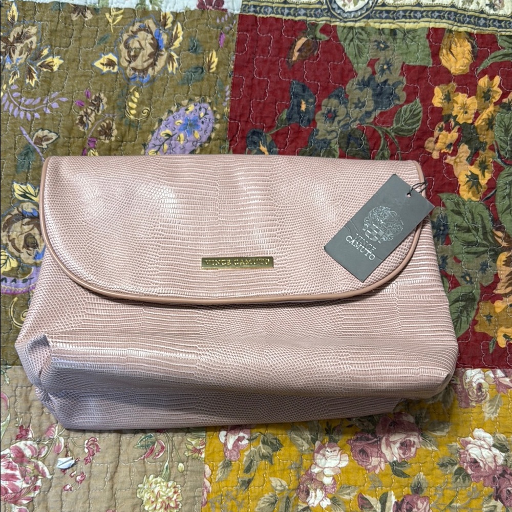 Vince Camuto Pink Cosmetic Bag with Textured Design - Picture 2 of 7